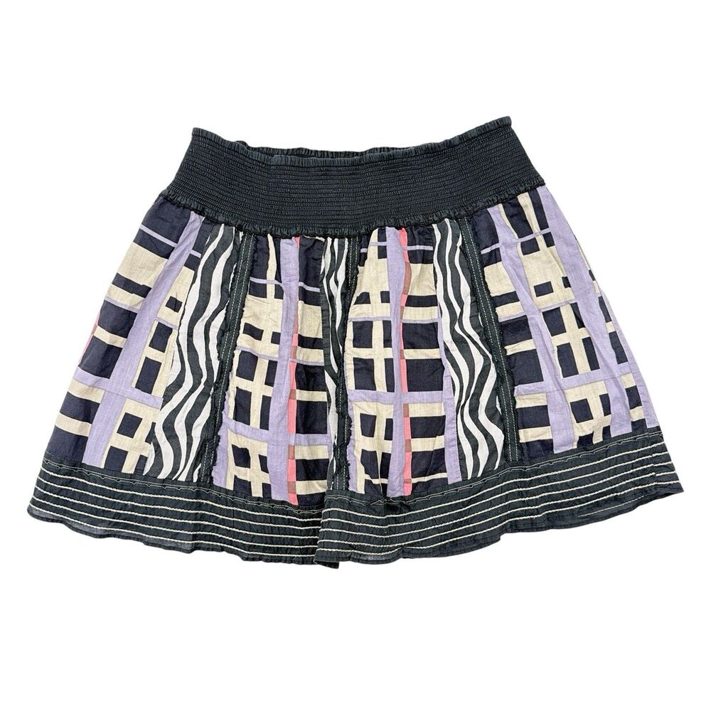 Free People Skirt Size Medium Mini Flowy Elastic Waist Pull On Geometric Art